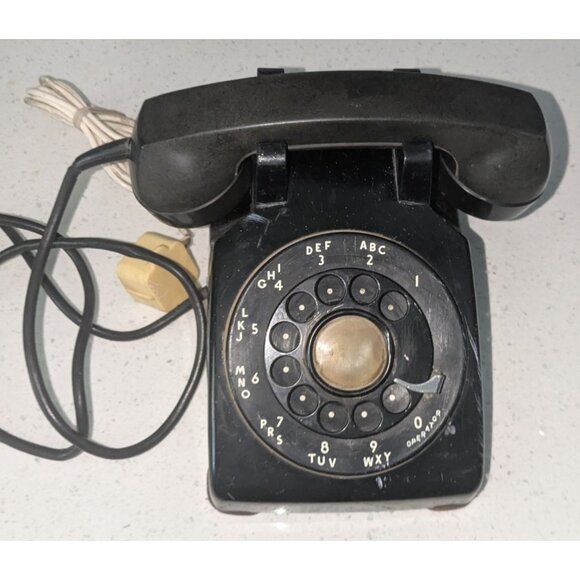 Western Electric Other - Vintage Black Rotary Dial Telephone C/D 500 3/55 with Cord
